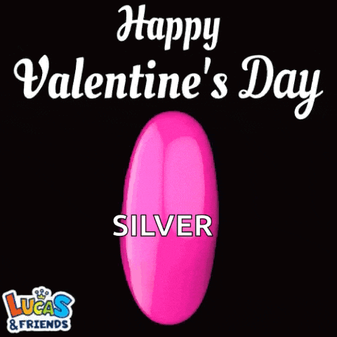 a pink heart with the words happy valentine 's day silver