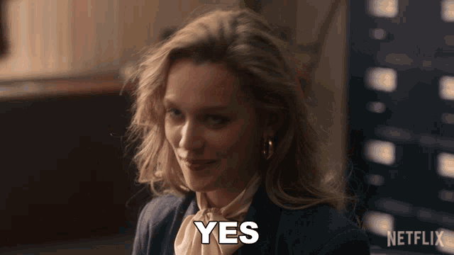a woman says yes in front of a netflix ad