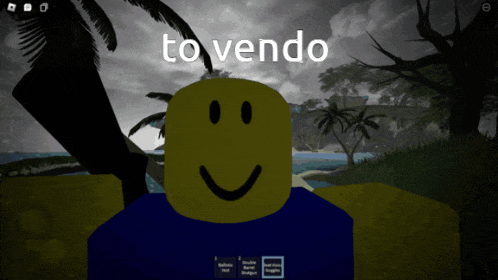 a roblox character with a smiley face and the words to vendo written above it