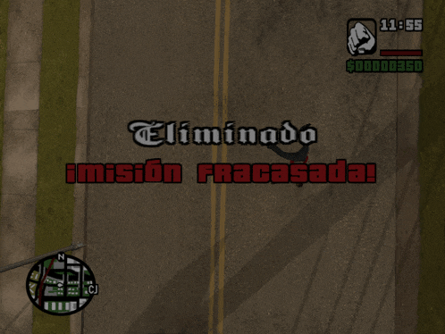 a screenshot of a video game that says " eliminado " on it