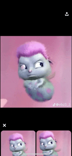 a picture of a cartoon character with purple hair and wings
