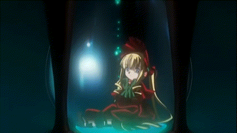 a girl with blonde hair and blue eyes is wearing a green dress with red roses