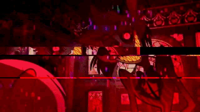 a glitch effect of a cartoon character with a large mouth