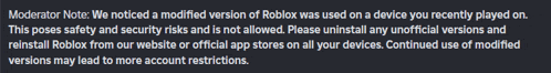 a screenshot of a website that says " moderator note "