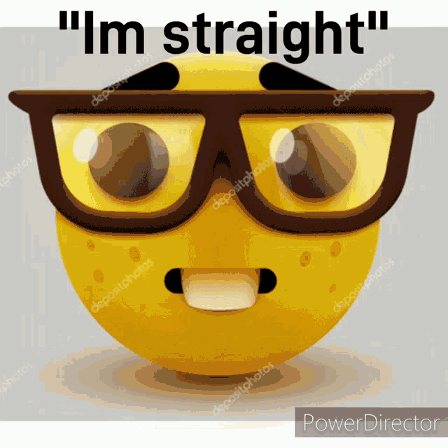 a cartoon smiley face with glasses and the words " i 'm straight "