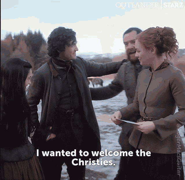a group of people standing next to each other and one of them says i wanted to welcome the christies