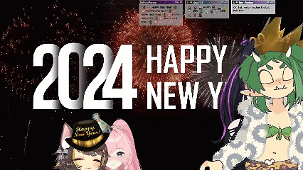 a computer screen displays a happy new year 2024 message