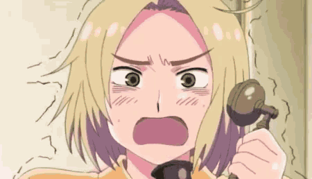 a cartoon drawing of a girl talking on a telephone