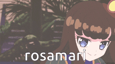 a pixel art of a girl with the name rosamari