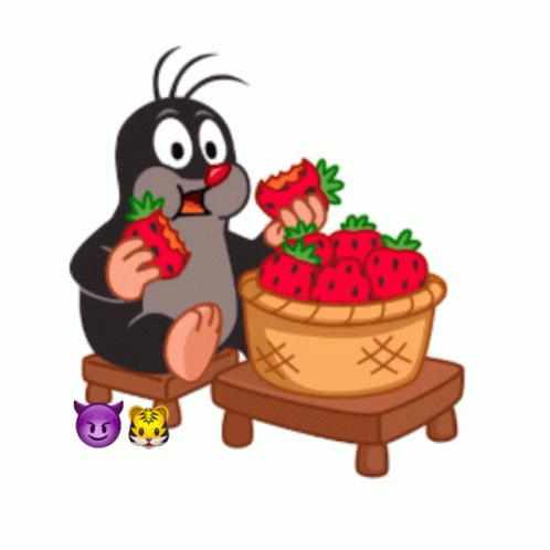 Eating Strawberries Cute Mole GIF
