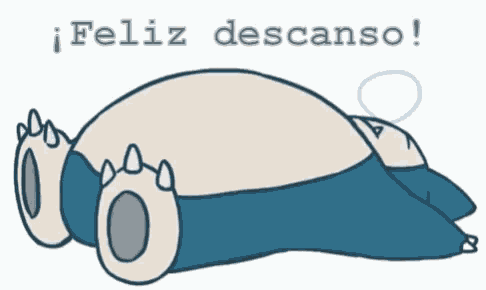 a cartoon of a bear laying down with the words feliz descanso written below it