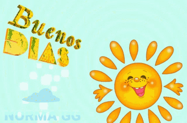 a picture of a smiling sun and the words buenos dias