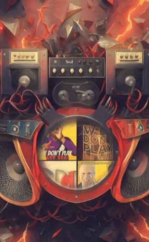 a painting of a speaker with the words " we don 't play " written on it