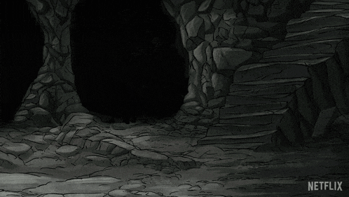 a cartoon character says ow my ass in a cave