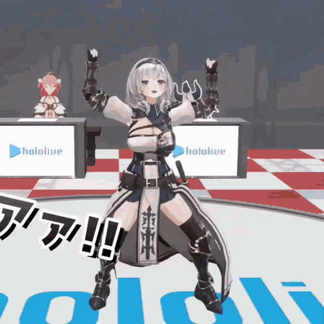 a video game character with the word hololive behind her