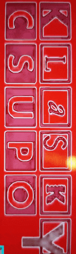 a row of red squares with the letters c s u p o k l s r x y t