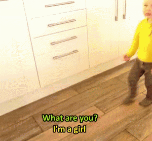 a child in a yellow shirt asks what are you and i 'm a girl