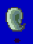 a pixel art of a coin with a blue background .
