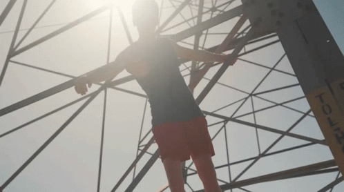 Hanging On A Pylon Carson Lueders GIF - Hanging On A Pylon Carson Lueders Holding On A Pylon GIFs