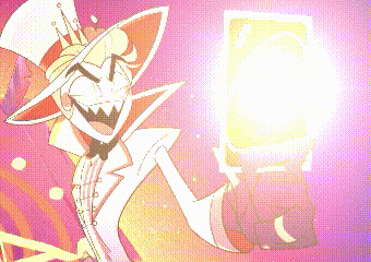 a cartoon character is holding a playing card in his hand with a light coming out of it .