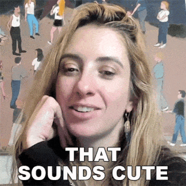 a woman says that sounds cute in front of a group of people
