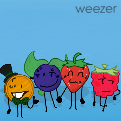a weezer poster with a group of cartoon characters