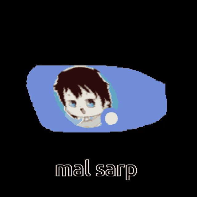 a pixel art drawing of a boy with the words mal sarp below him
