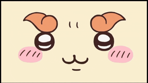 a cartoon drawing of a hamster 's face with a slight smile