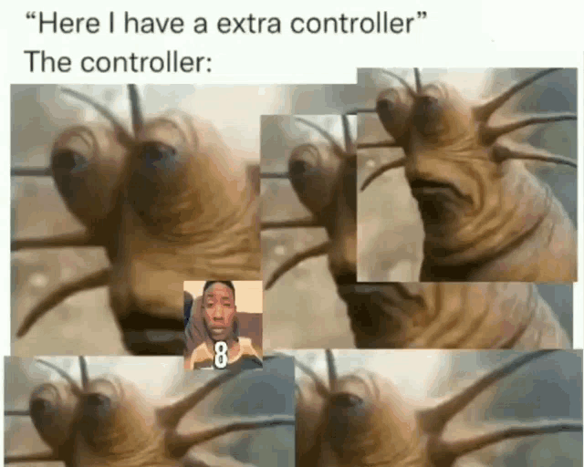 a collage of images with the caption " here i have a extra controller "
