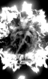 a black and white photo of a glowing object