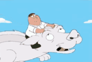 a cartoon character is riding on the back of a white dragon
