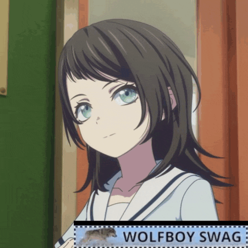 a picture of a girl with wolfboy swag written below it
