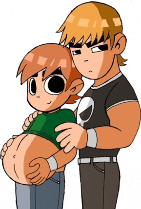 two cartoon characters are standing next to each other and one has a skull shirt on