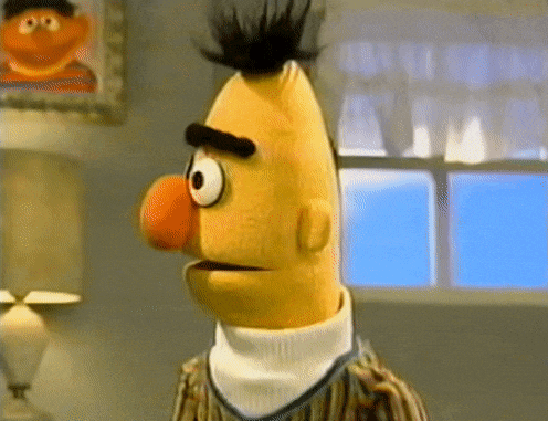 a close up of bert from sesame street