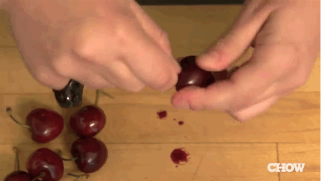 Use A Paper Clip To Pit Cherries. GIF - Cherries Pit Seed GIFs