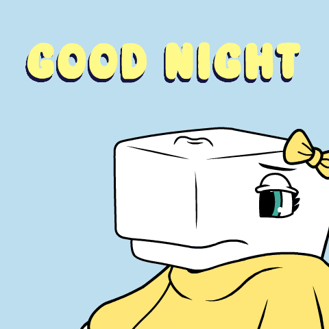 a cartoon of a pillow with a bow and the words " good night " below it