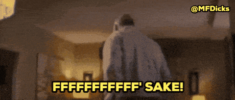 a man in a white shirt is dancing in a dark room with a caption that says ' sake ' on it
