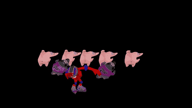 elmo stands in front of a group of patrick star dolls
