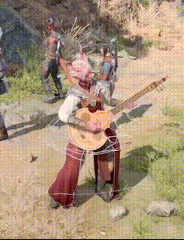a man is playing a guitar in a video game while surrounded by spider webs