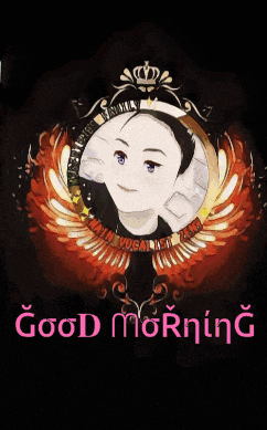 a poster that says good morning with a drawing of a woman