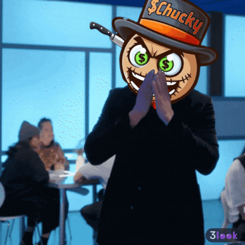 a cartoon character with a top hat that says chucky on it