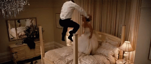 Newly Weds Jumpingon Bed GIF - Newly Weds Jumpingon Bed Honeymoon GIFs