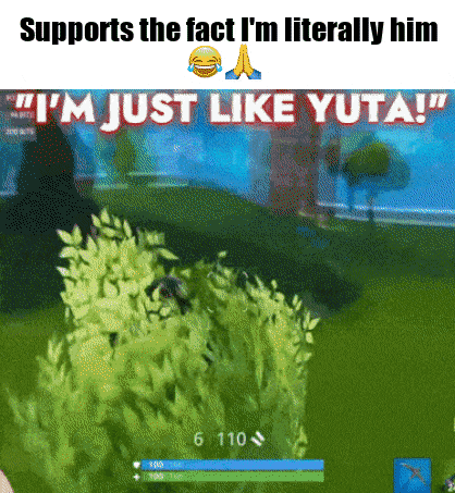 a screenshot of a video game with the words " supports the fact i 'm literally him "
