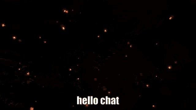 a video game scene with the words hello chat on the bottom right