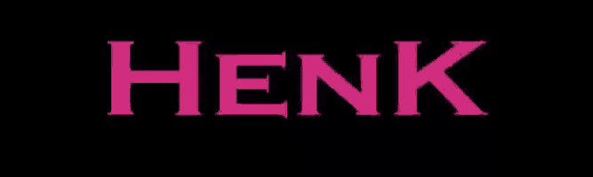 the word henk is in pink letters on a black background