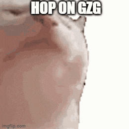 a picture of a cat with the words hop on gzg on it