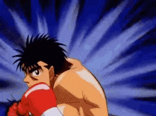 a cartoon of a man wearing boxing gloves in a boxing ring .