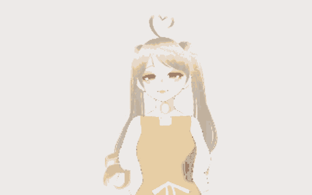 a drawing of a girl with pigtails and a heart on her head