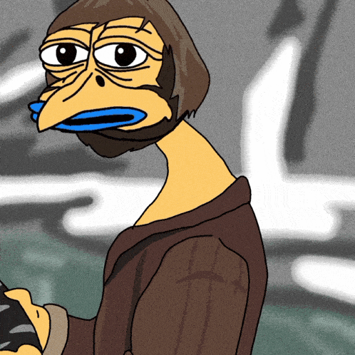 a cartoon of a man with a long neck and beard