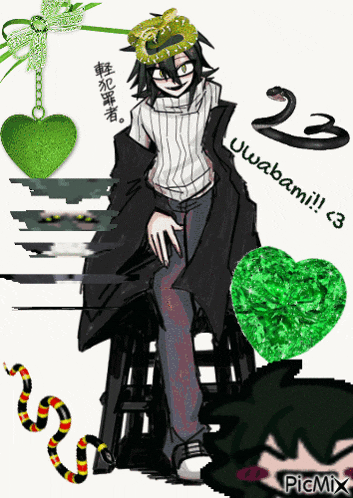 a drawing of a man with a snake on his head and the number 23 on the bottom right